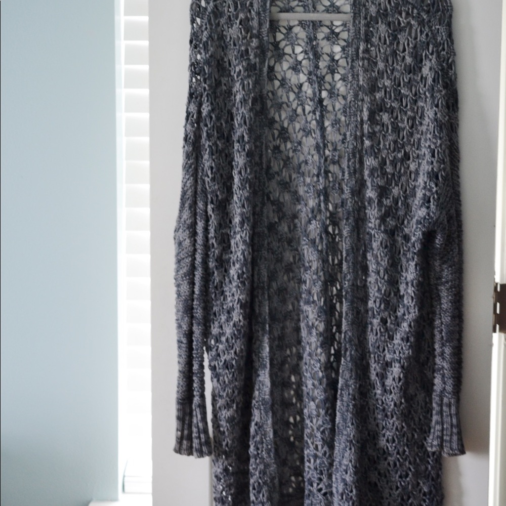 American Eagle Gray Knit Cardigan Sweater